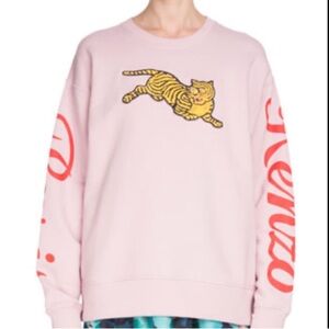 Kenzo Pink Crew Neck Sweater with Tiger Graphic